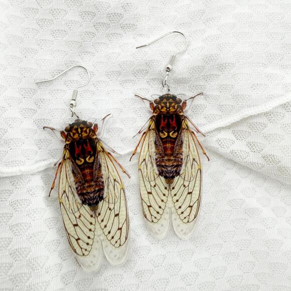 Cicada Earrings, Cicada Jewelry, Nature Inspired Earrings, Acrylic Earrings - Picture 1 of 4